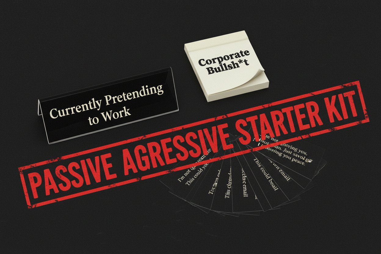 Passive Aggressive Starter Kit - Long Sign & White Notebook
